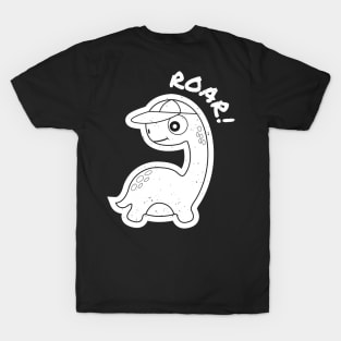 Roar! Black and White Cute Dinosaur T-Shirt